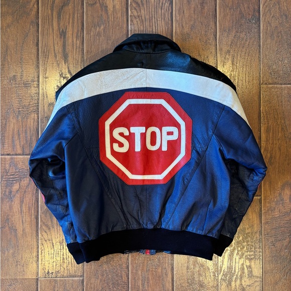 Vintage 90s Midway Leather STOP Jacket - Picture 2 of 7